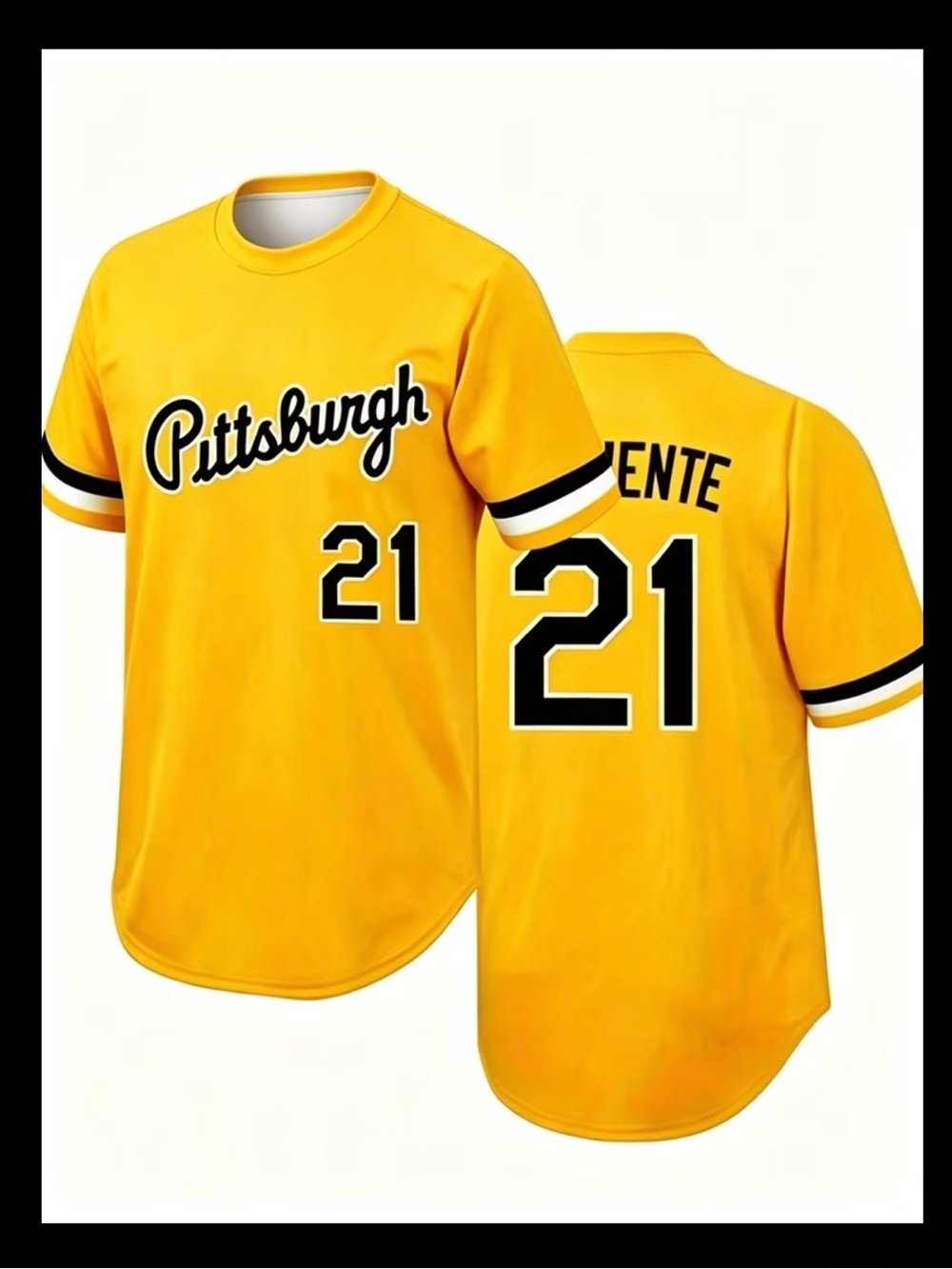 Roberto Clemente Pittsburgh Pirates RETRO Yellow & Black Baseball Jersey NWOT